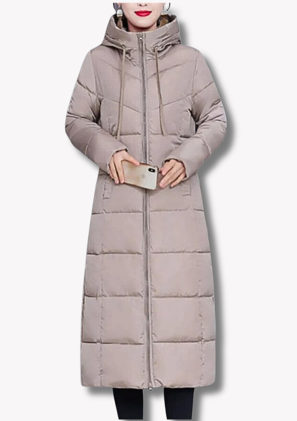 Insulating Womens Long Puffer Coat - Zip, Quilted Winter