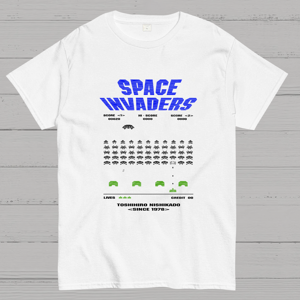 Space Invaders Retro Video Game Player y T-Shirt