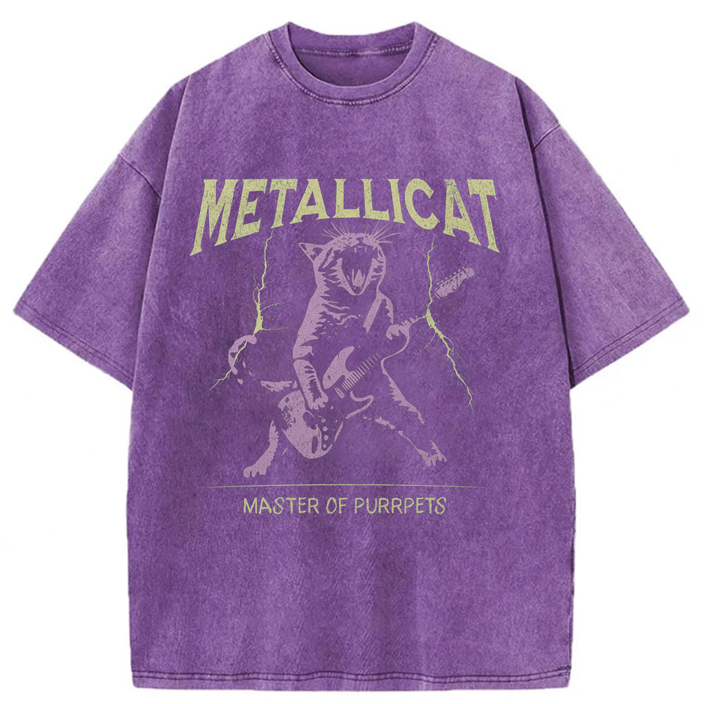 bbb Funny Guitar Cat Washed T-shirt