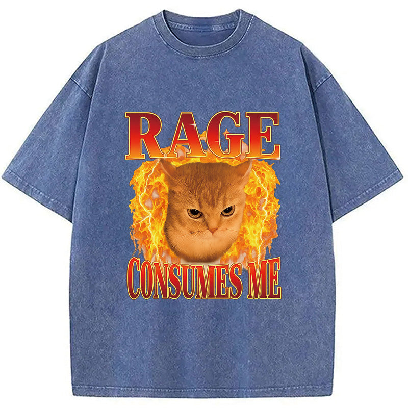 bbb Rage Consumes Me Edgy Funny Cat Meme Washed T-Shirt