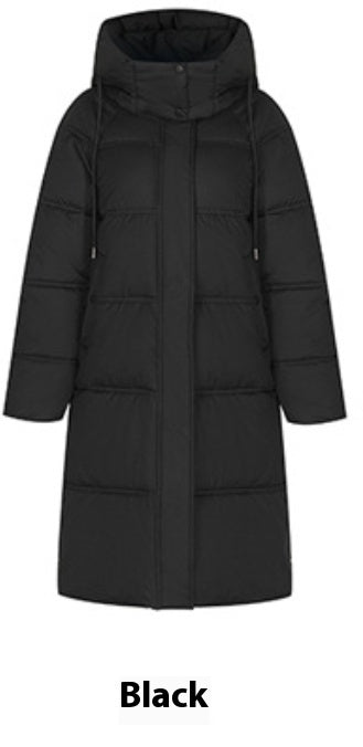Insulating Women’s Long Puffer Coat - Hooded Quilted Winter