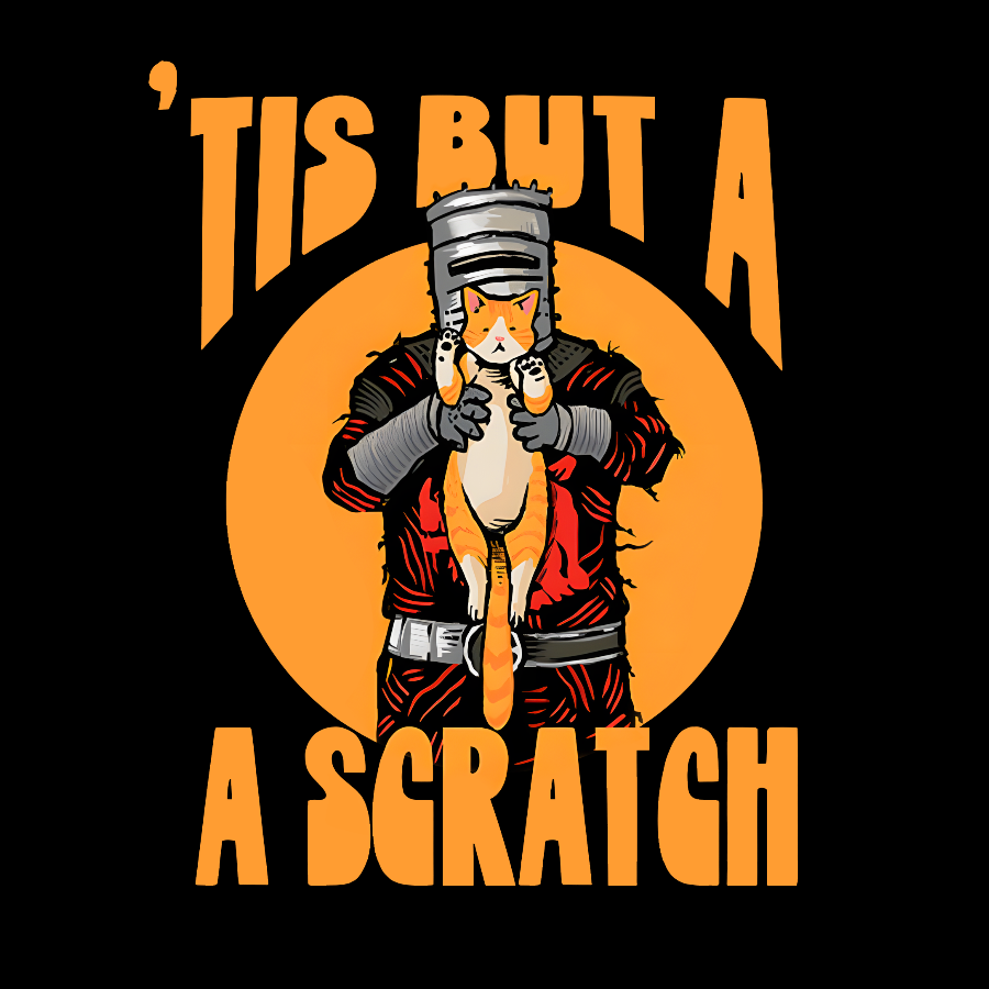 Tis But A Scratch The Black Knight Vs Cat Knight & Kitten  T-Shirt