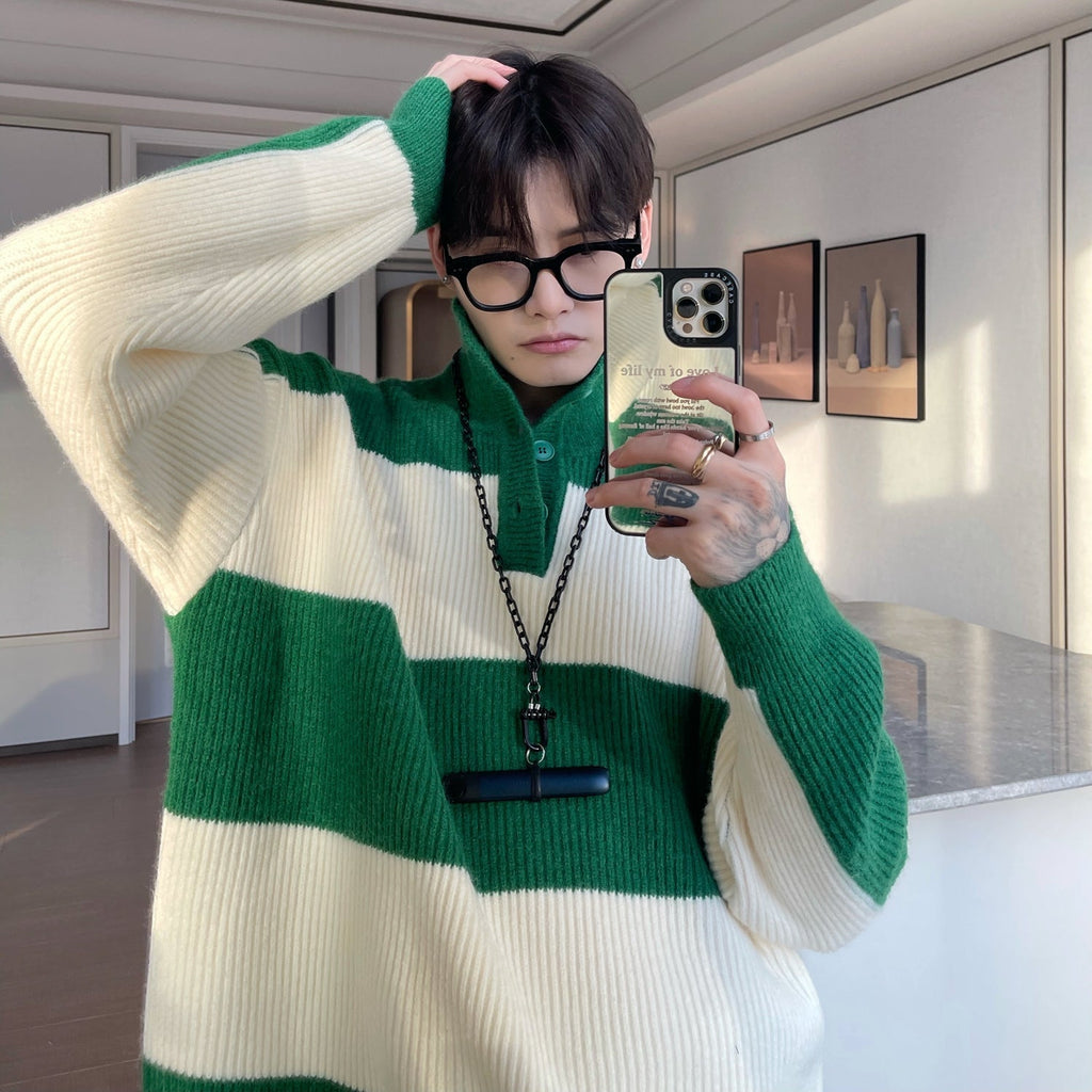 Warm Men’s Turtleneck Sweater - Relaxed Ribbed Knit, Winter