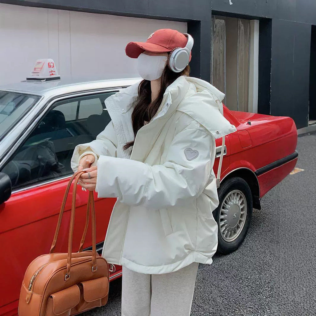 Warm Women’s Down Jacket - Short Boxy Cut, Polyester, Daily