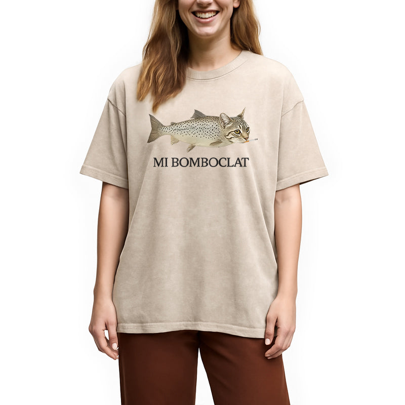 bbb Bomboclat Fish Cat Meme Washed T-Shirt