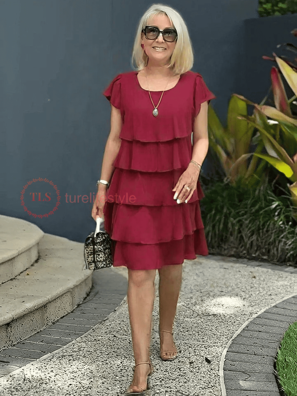 Loose Chiffon Midi Dress for Women with Asymmetrical Hem, Layered Design, Ideal for Summer and Wedding Guest Occasions