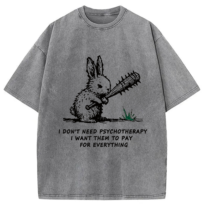 bbb Violent Rabbit Funny Washed T-Shirt