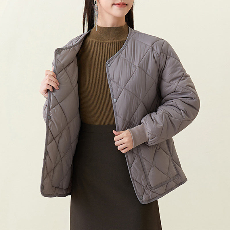Leichter, gesteppter Damenmantel – Bequemer Rundhalsausschnitt, Nylon