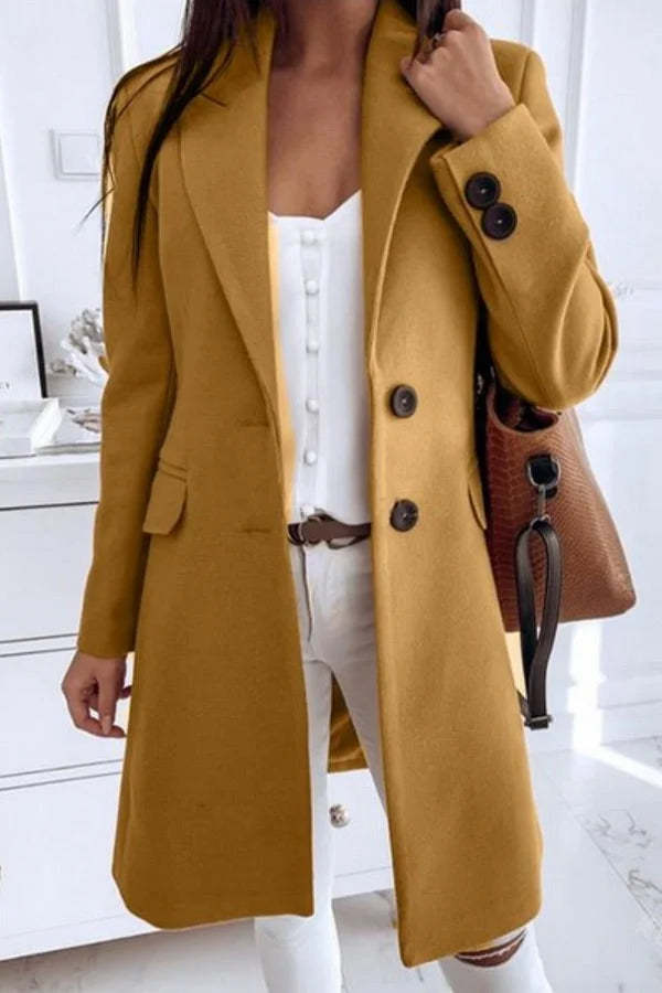 Fitted Classic Women's Wool Coat - Longline Slim Fit Woolen