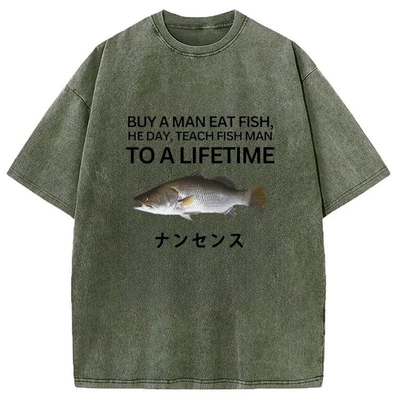 bbb Buy a Man Eat Fish Washed T-Shirt