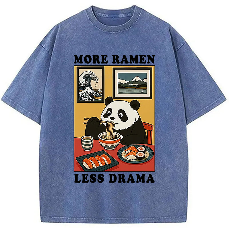 bbb More Ramen Less Drama Panda Washed T-Shirt