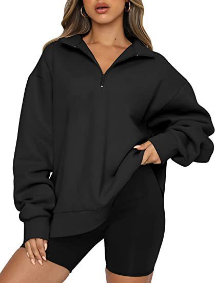 Lightweight Women Zip Sweatshirt - Oversized Pullover Casual