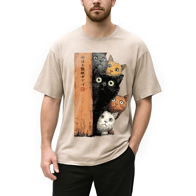 bbb Cats Are Watching You Washed T-Shirt