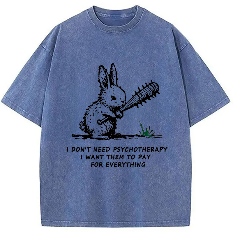 bbb Violent Rabbit Funny Washed T-Shirt
