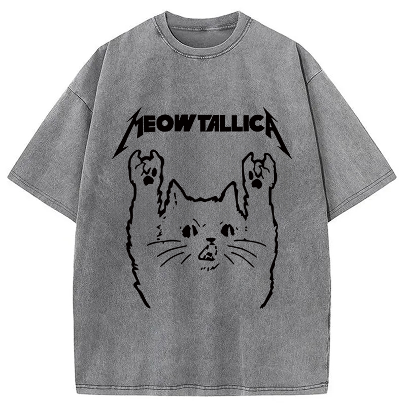 bbb Vintage Album Cat Meowtallica Japan Washed T-Shirt