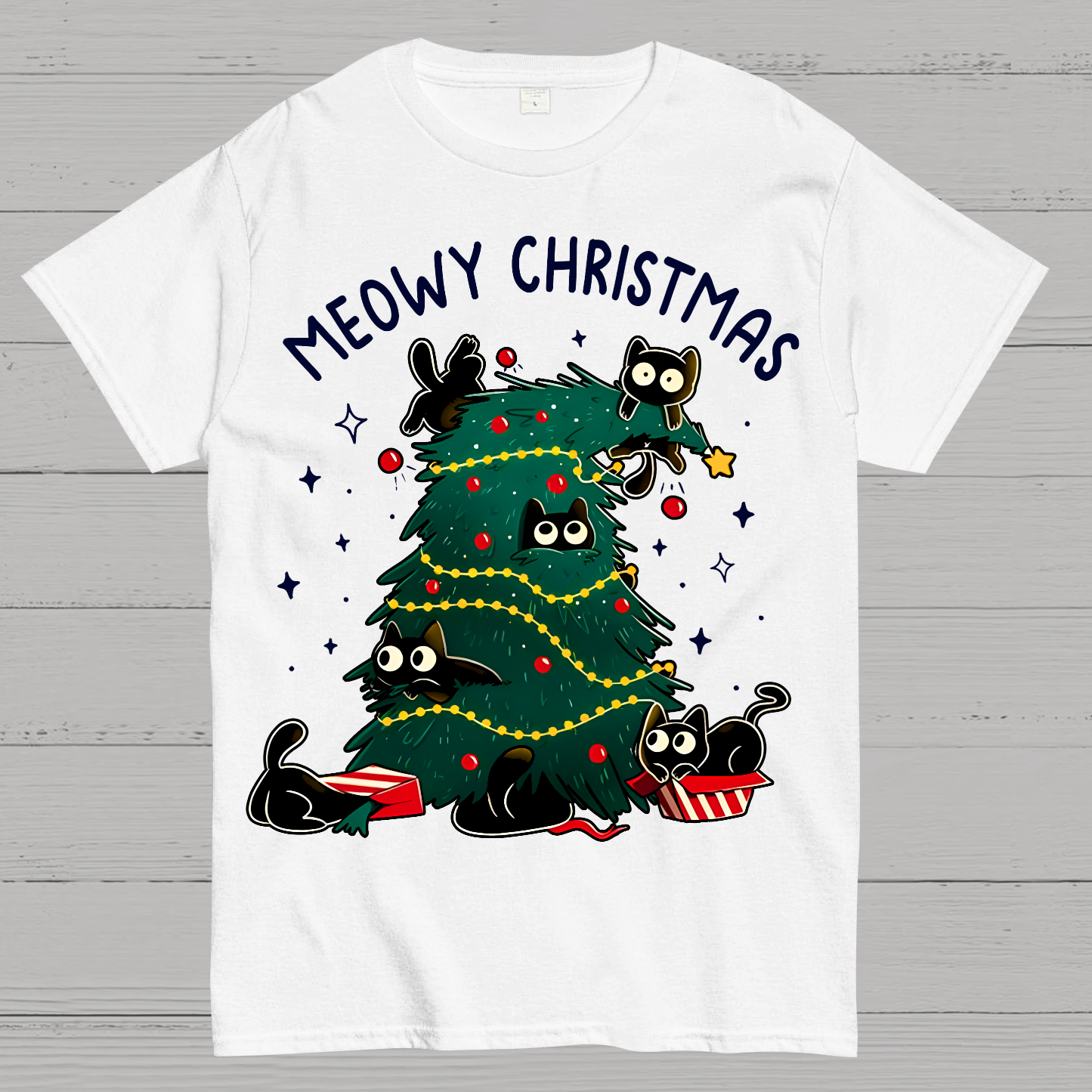 Meowy Christmas Funny Cats  T-Shirt
