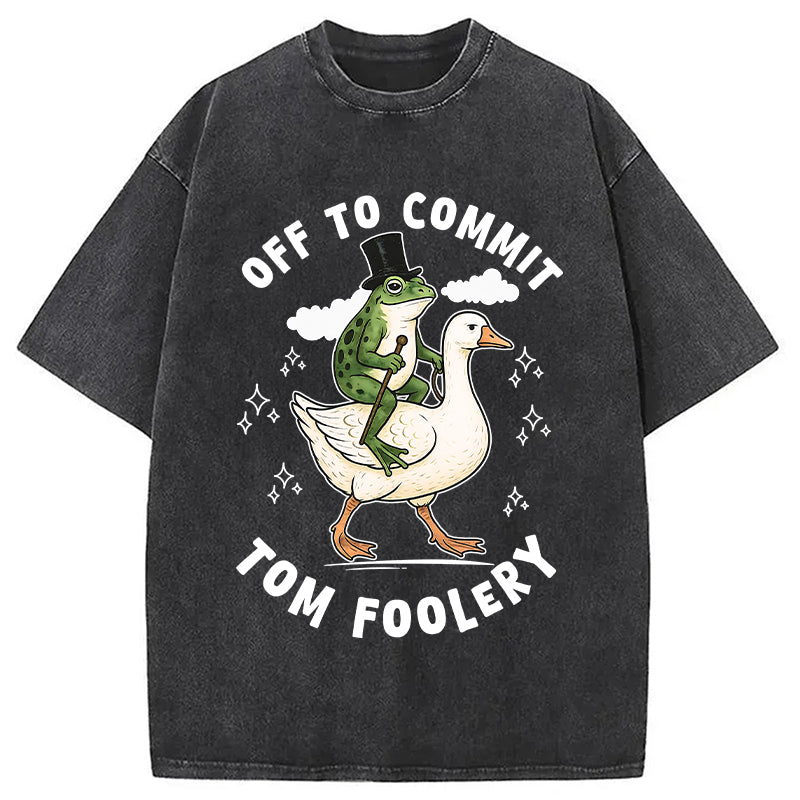 bbb Frog Riding Goose Funny Sarcastic Meme Washed T-Shirt
