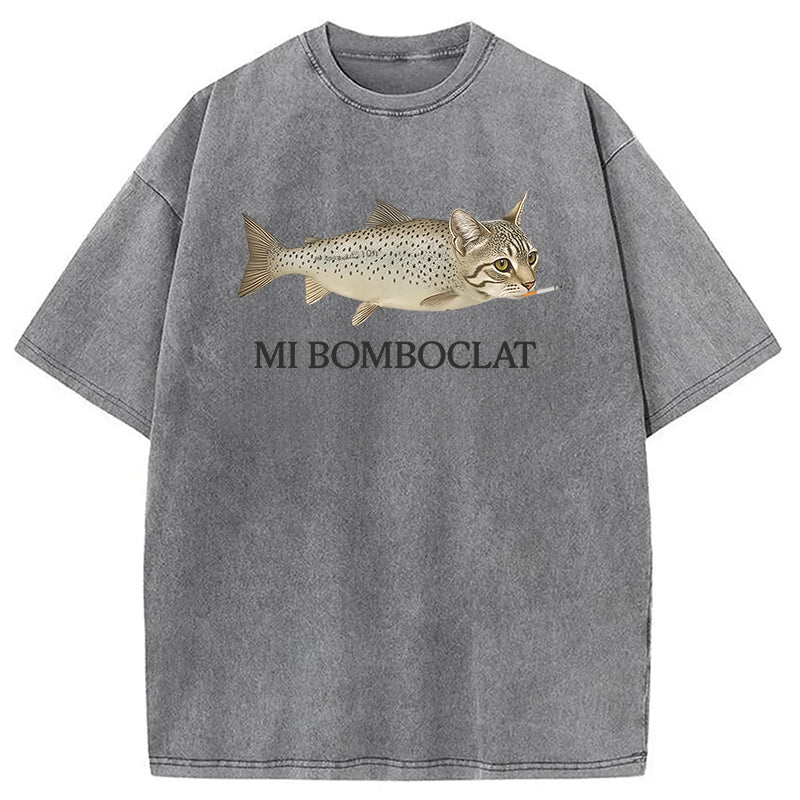 bbb Bomboclat Fish Cat Meme Washed T-Shirt