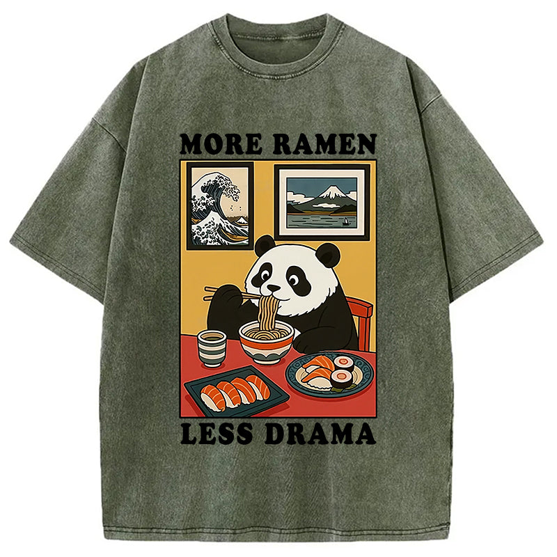 bbb More Ramen Less Drama Panda Washed T-Shirt