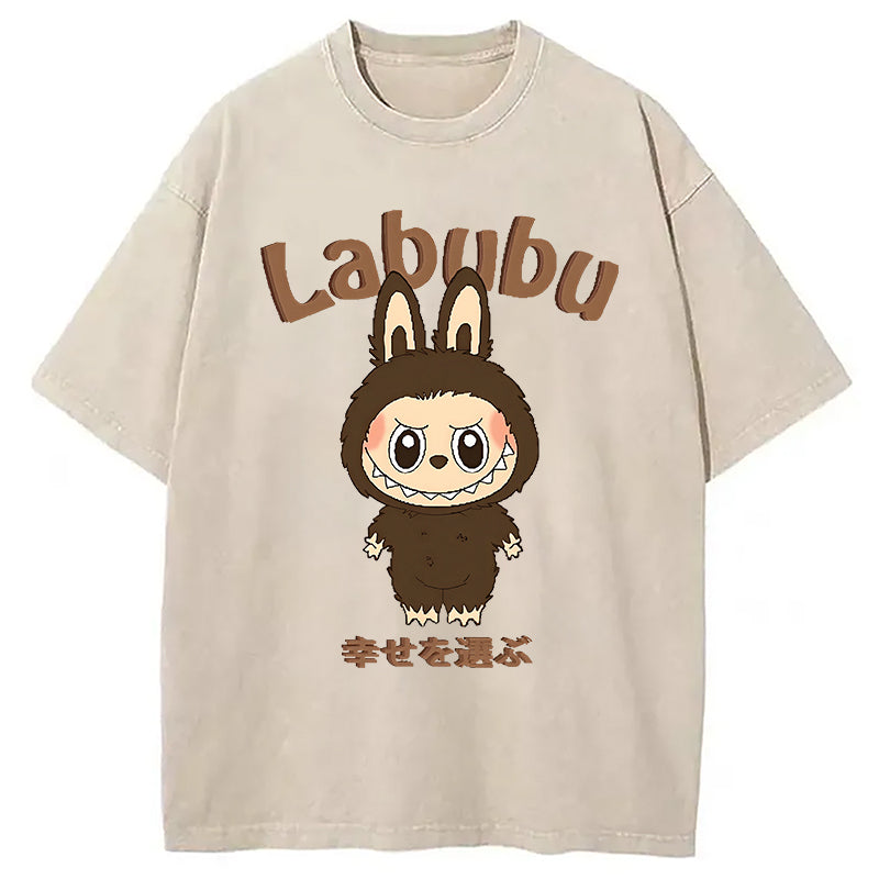 bbb Labubu Cute Vintage Japanese Washed T-Shirt