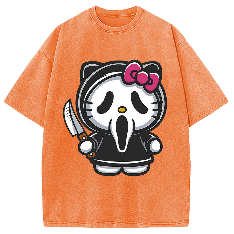 bbb Scream Kitty Halloween Washed T-Shirt