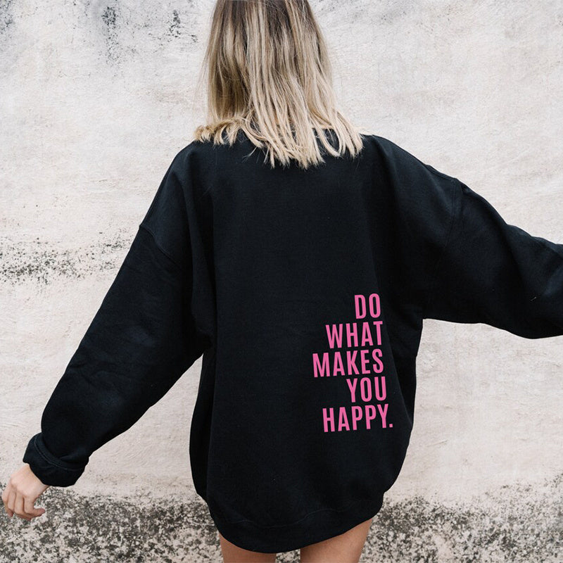 Oversized Women's Hoodie - Loose Back Print, Polyester