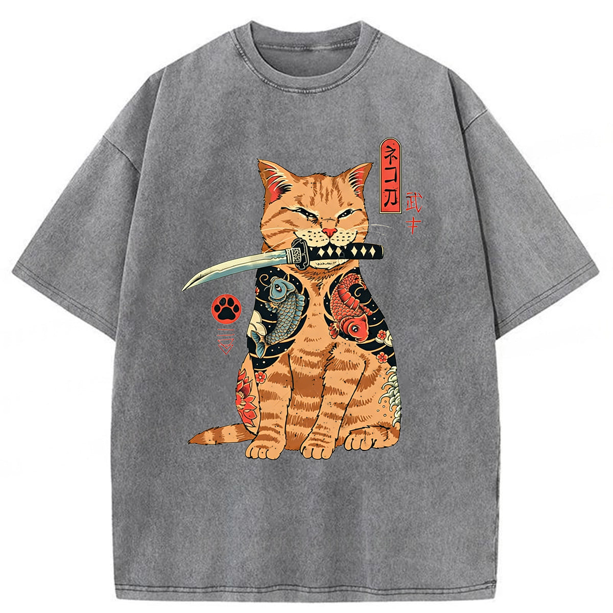 bbb Samurai Cat Washed T-shirt