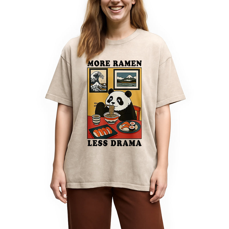 bbb More Ramen Less Drama Panda Washed T-Shirt