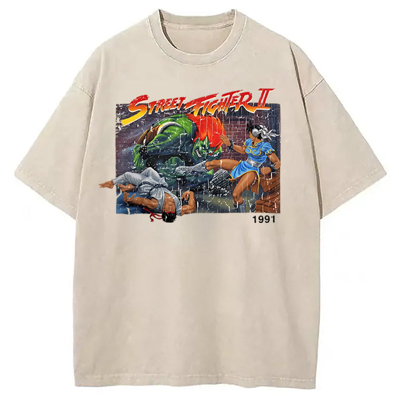 bbb Street Fighter Retro Game Vintage Washed T-Shirt