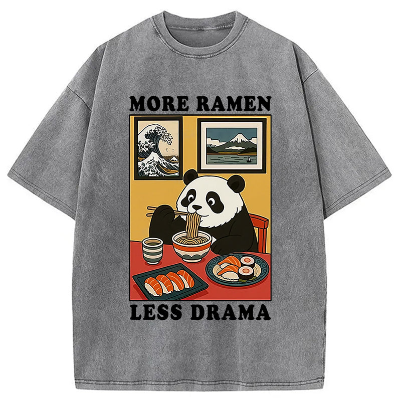 bbb More Ramen Less Drama Panda Washed T-Shirt