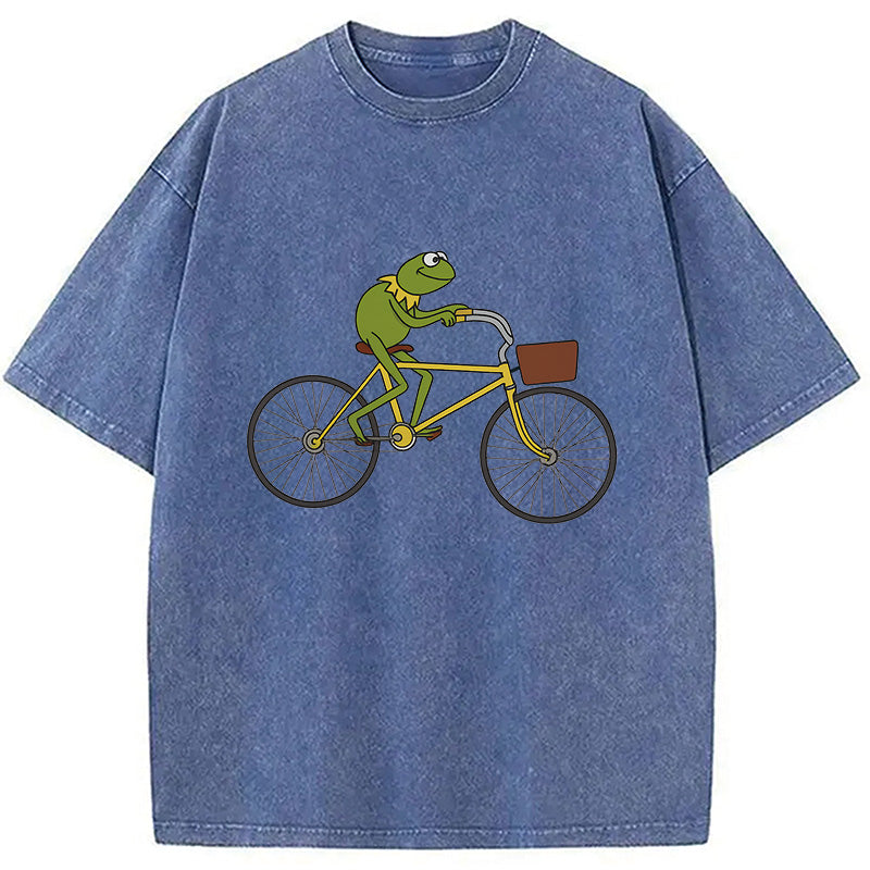 bbb Kermit Riding A Bike Washed T-Shirt