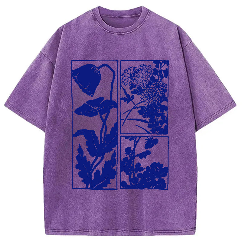 bbb Woodcut Flowers Washed T-Shirt