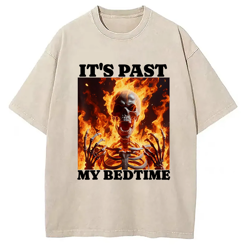 bbb It's Past My Bedtime Funny Skeleton Meme Washed T-Shirt