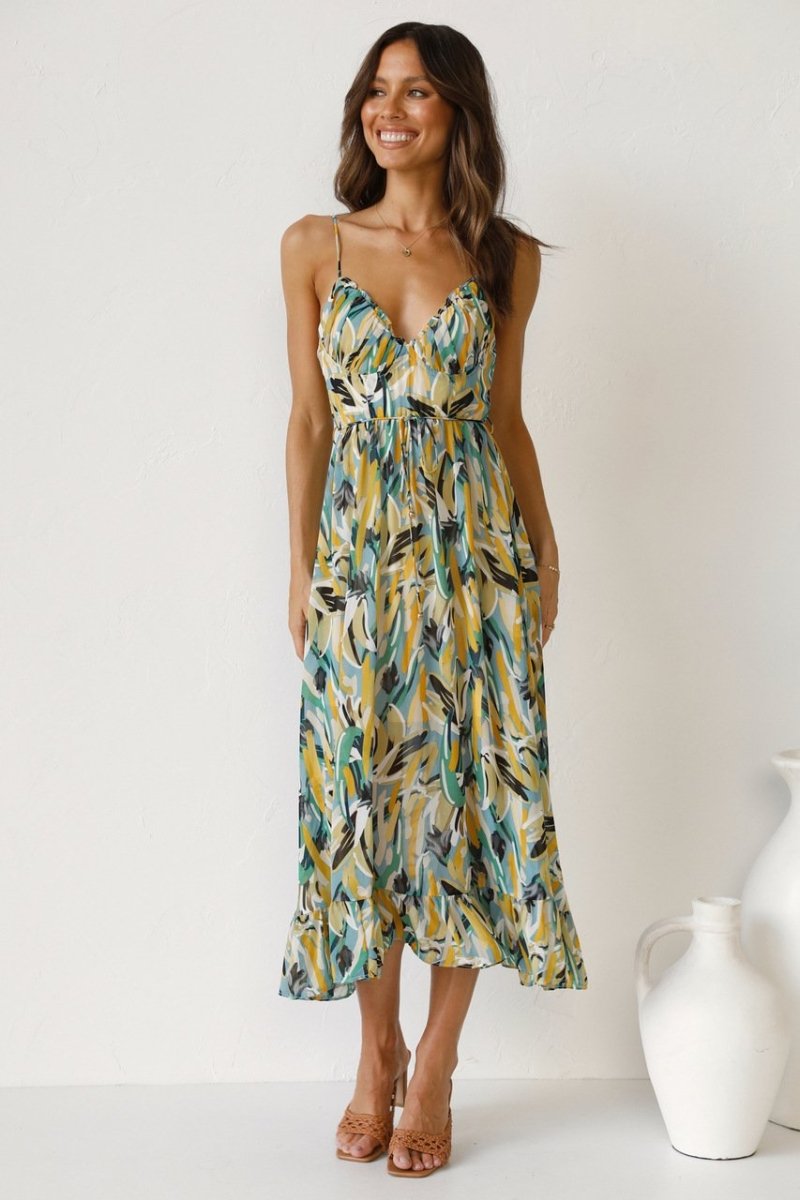 Midi Dress for Women, Chic Print Summer Dress, Elegant Design, Vibrant Colors, Versatile Style, S-XL Sizes Available