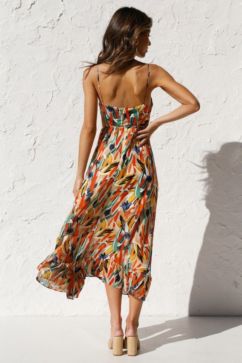 Midi Dress for Women, Chic Print Summer Dress, Elegant Design, Vibrant Colors, Versatile Style, S-XL Sizes Available