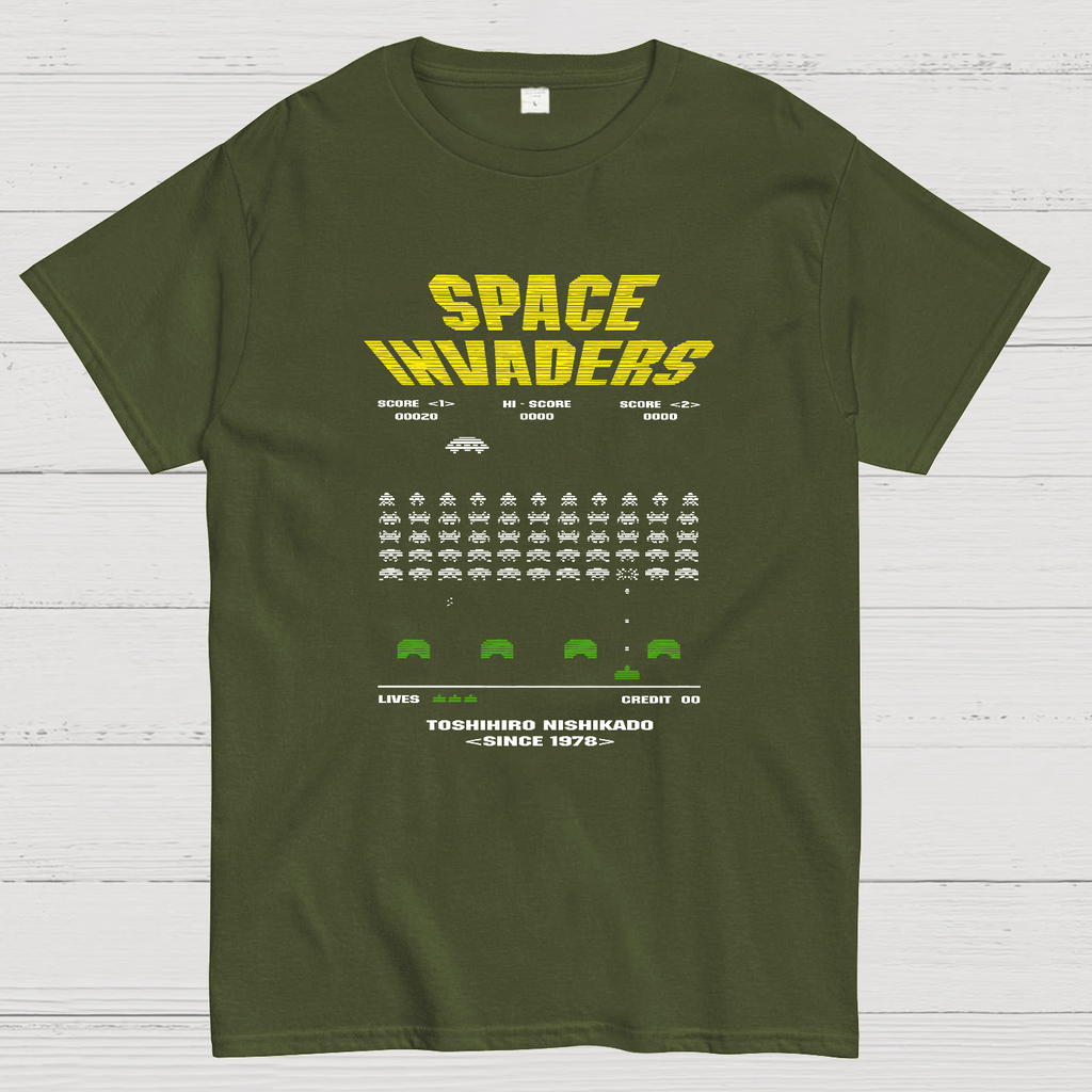 Space Invaders Retro Video Game Player y T-Shirt