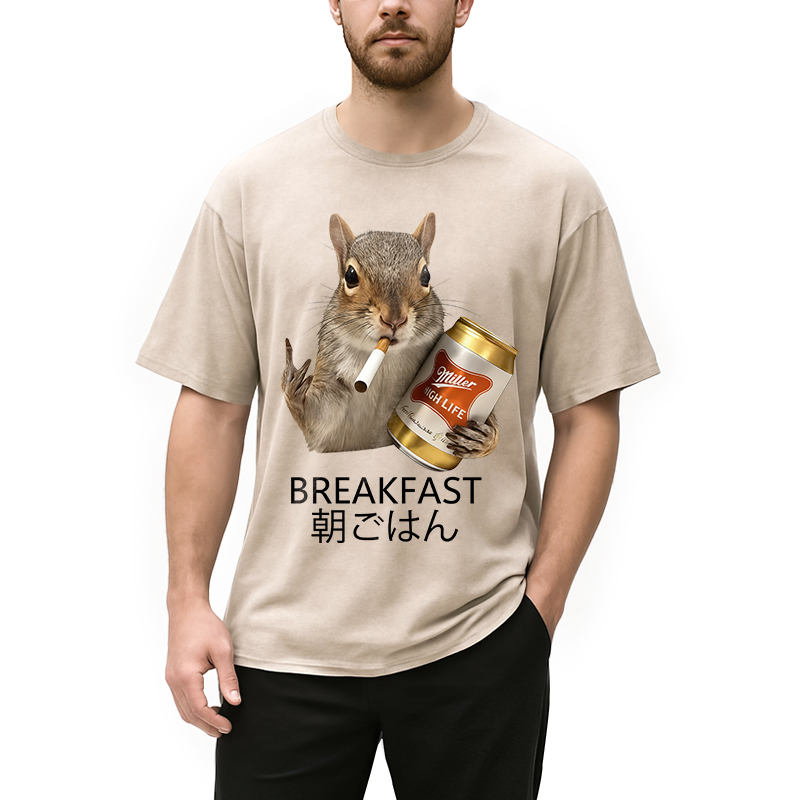 bbb Funny Breakfast Washed T-Shirt