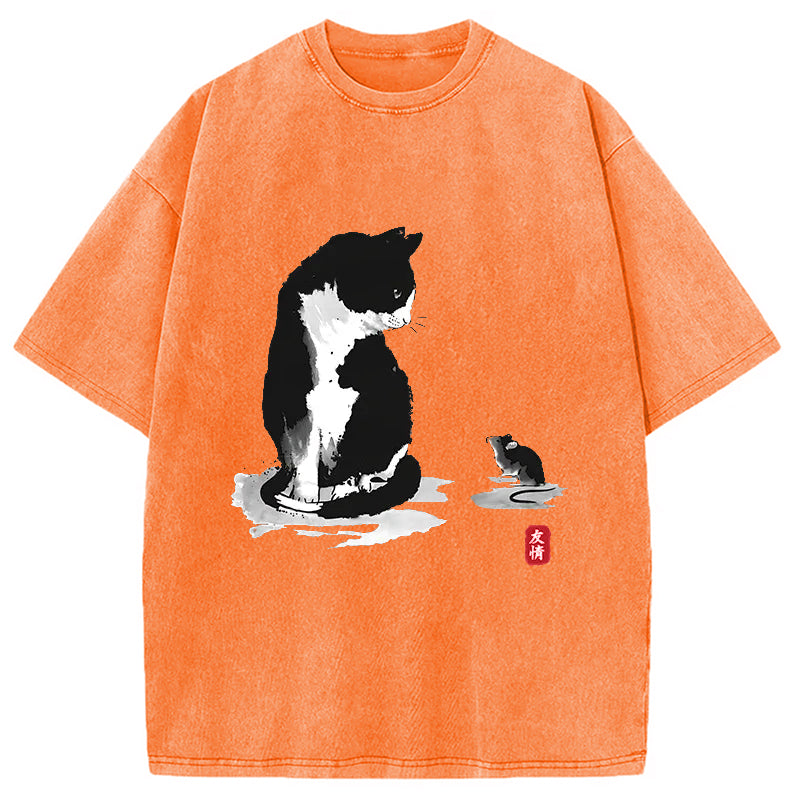 bbb Cat And Mouse Friendship Washed T-Shirt