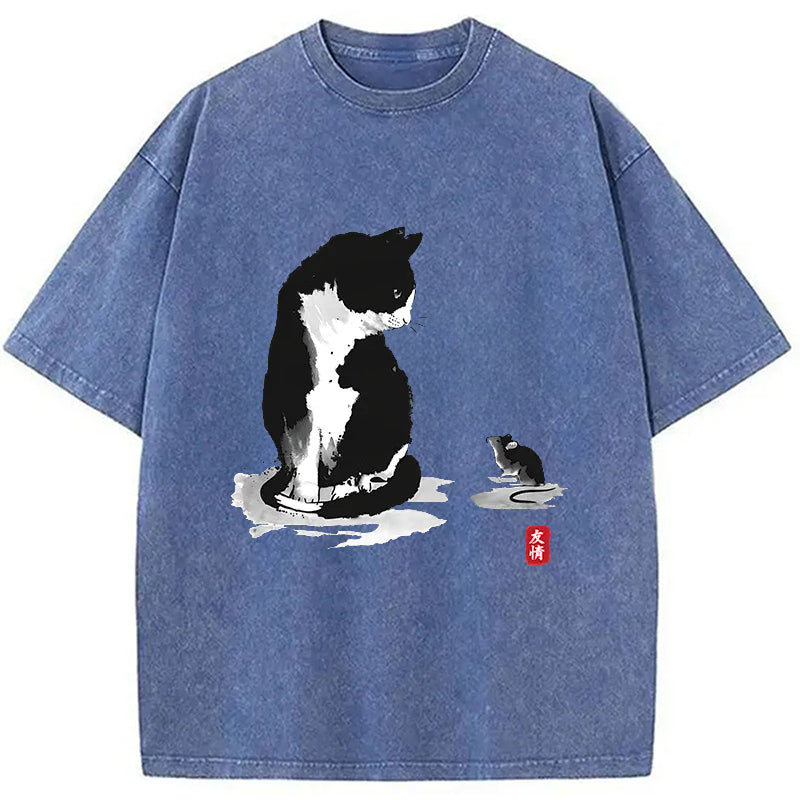 bbb Cat And Mouse Friendship Washed T-Shirt