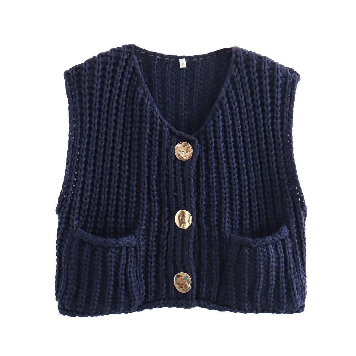 Women's Sleeveless Knitted Vest with Pockets, Comfortable Fit Sweater Vest for Casual and Formal Wear