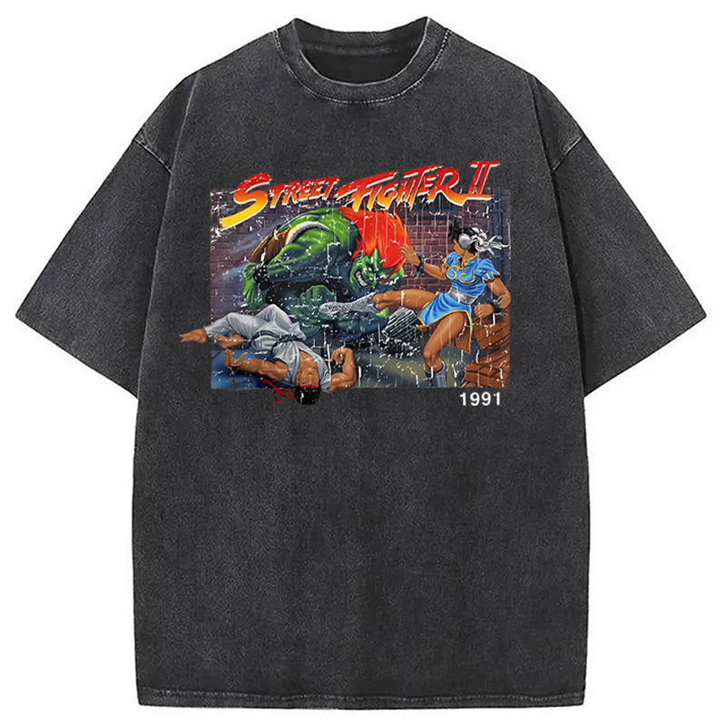 bbb Street Fighter Retro Game Vintage Washed T-Shirt