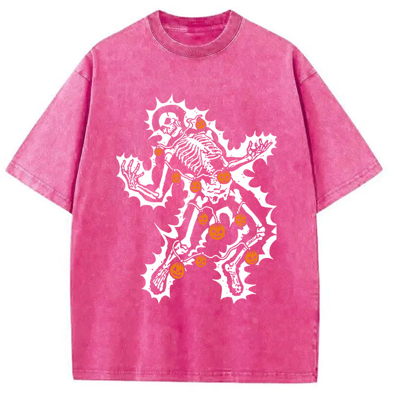 bbb Electrocuted Skeleton Halloween Washed T-Shirt