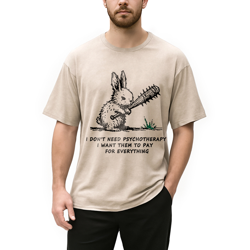 bbb Violent Rabbit Funny Washed T-Shirt