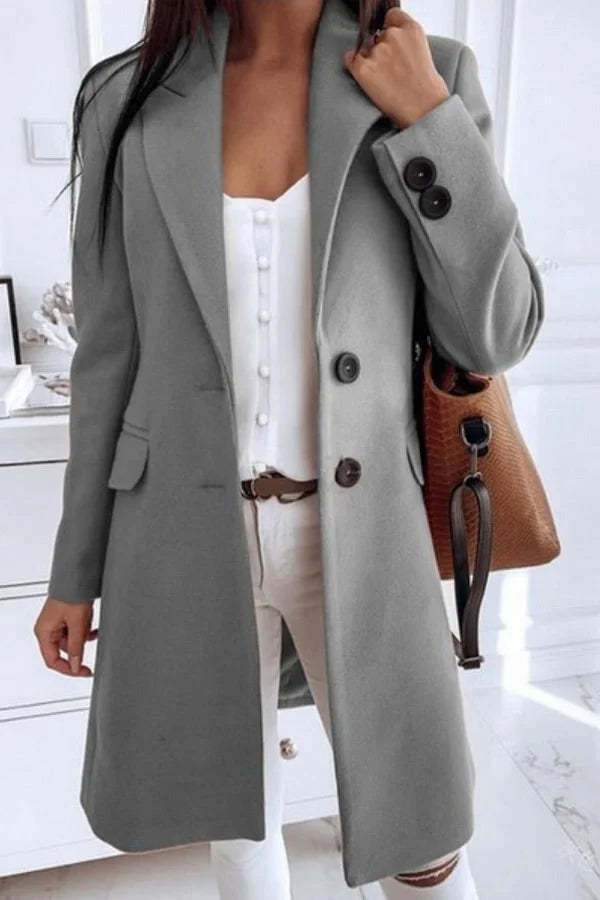 Fitted Classic Women's Wool Coat - Longline Slim Fit Woolen