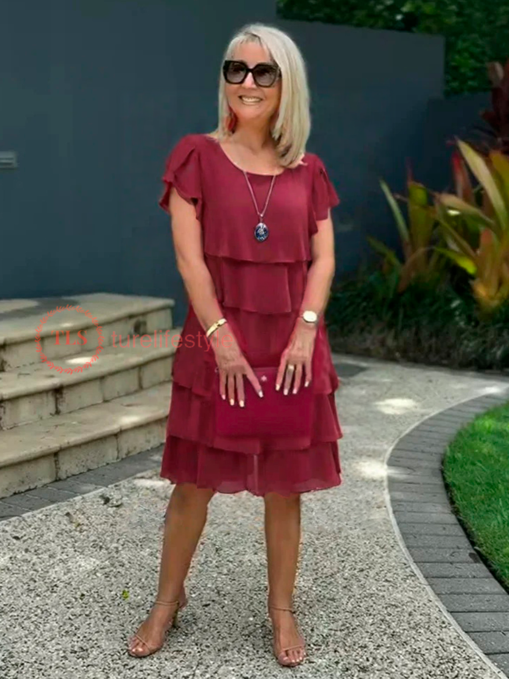 Loose Chiffon Midi Dress for Women with Asymmetrical Hem, Layered Design, Ideal for Summer and Wedding Guest Occasions