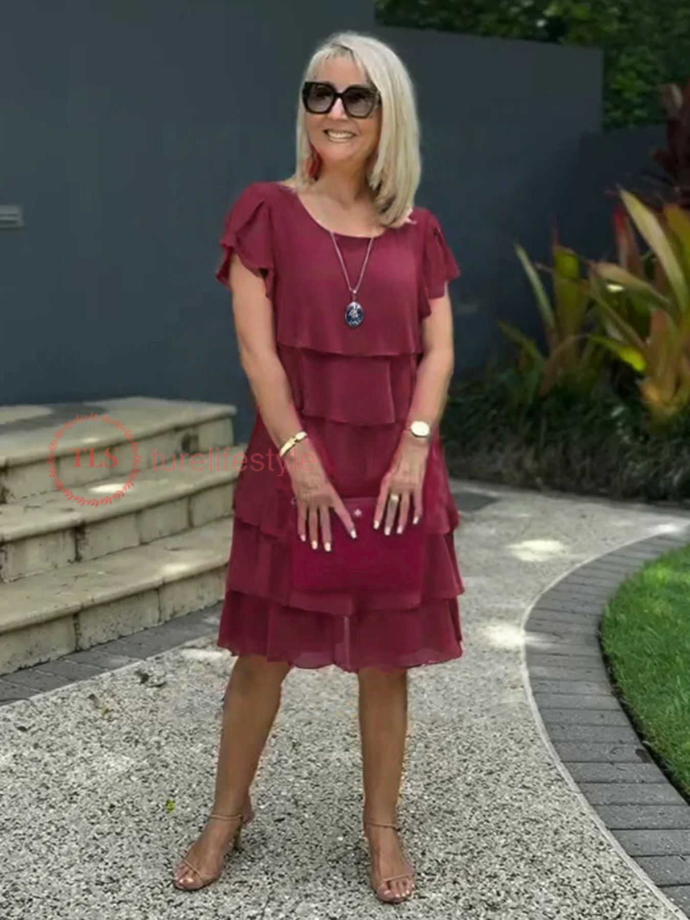 Loose Chiffon Midi Dress for Women with Asymmetrical Hem, Layered Design, Ideal for Summer and Wedding Guest Occasions