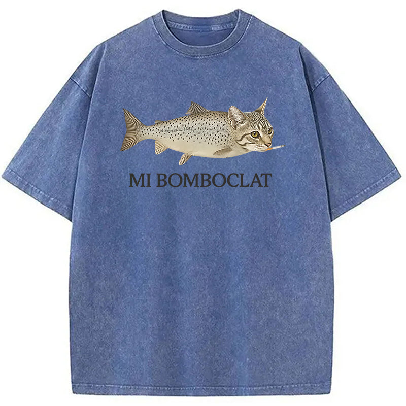 bbb Bomboclat Fish Cat Meme Washed T-Shirt