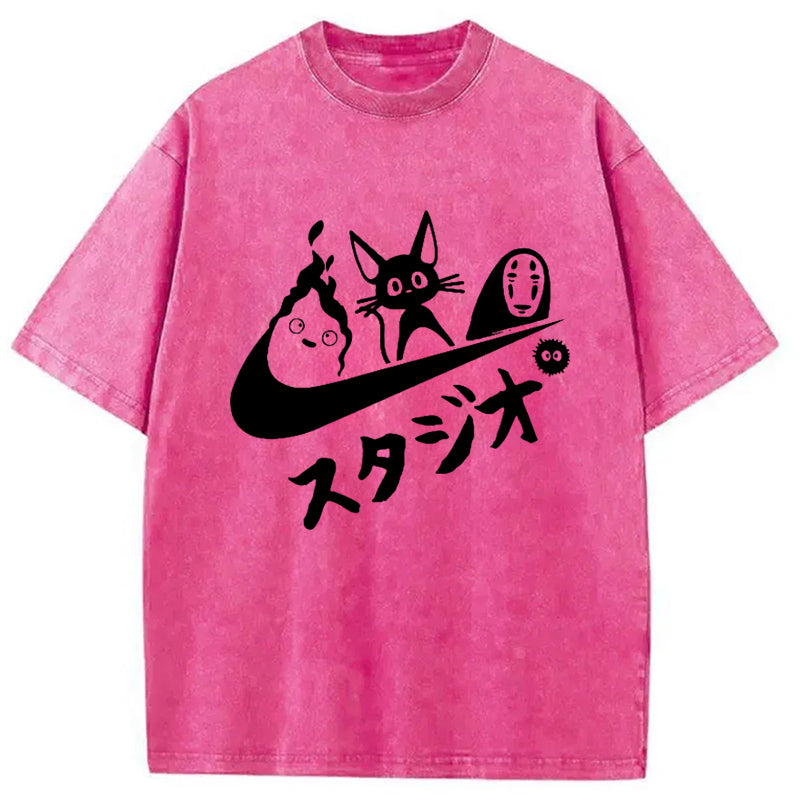 bbb Black Cat Ghibli Vintage Washed T-Shirt