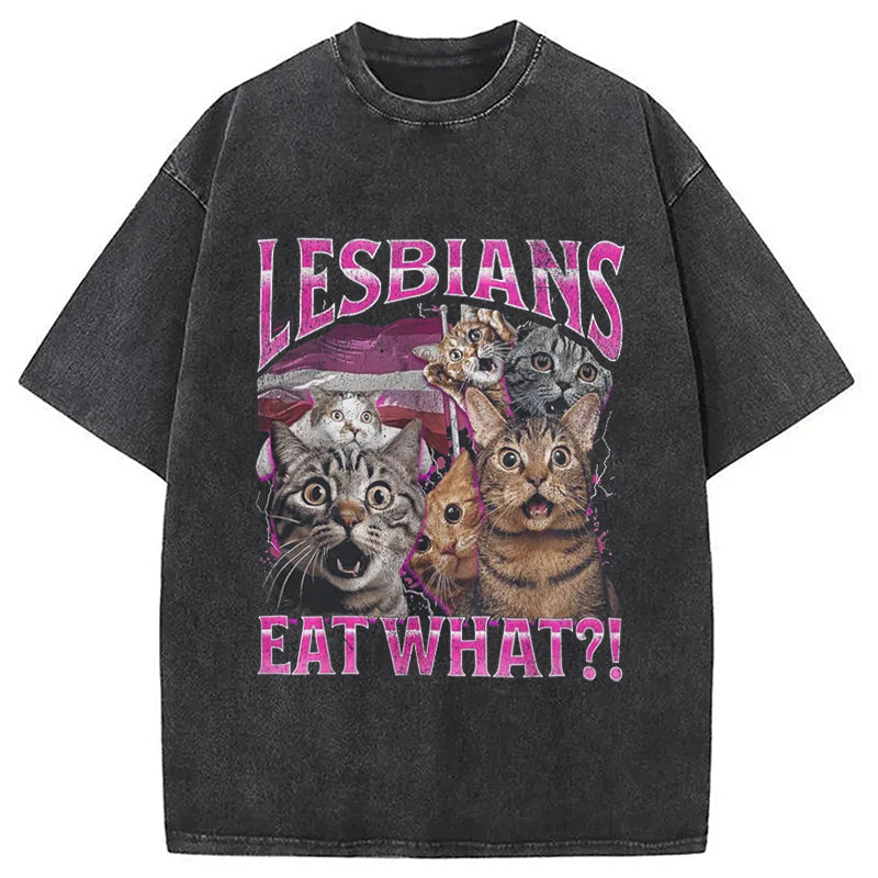 bbb Lesbians Eat What?! Funny Washed T-Shirt