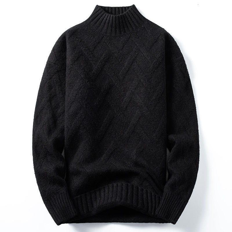 Warm Men’s Half Turtleneck Sweater - Loose Knit Layering